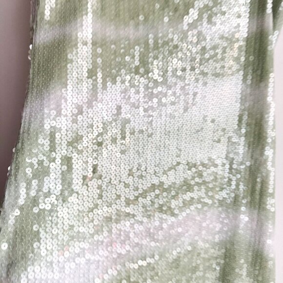 NWT Caroline Constas Dress Midi Slip in Mint Green Ombre Sequins S - Picture 5 of 8